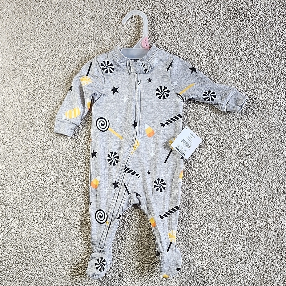 Charming Gray Kids Footie with Yellow Accents